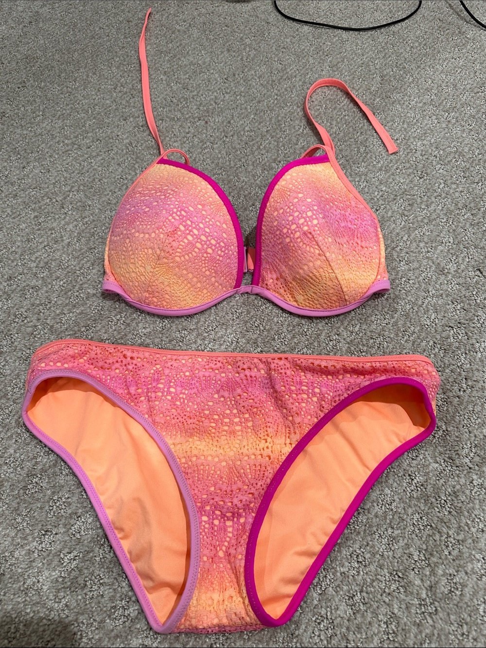 Victoria's Secret Pink and Orange Ombre Push-Up Bikini Set